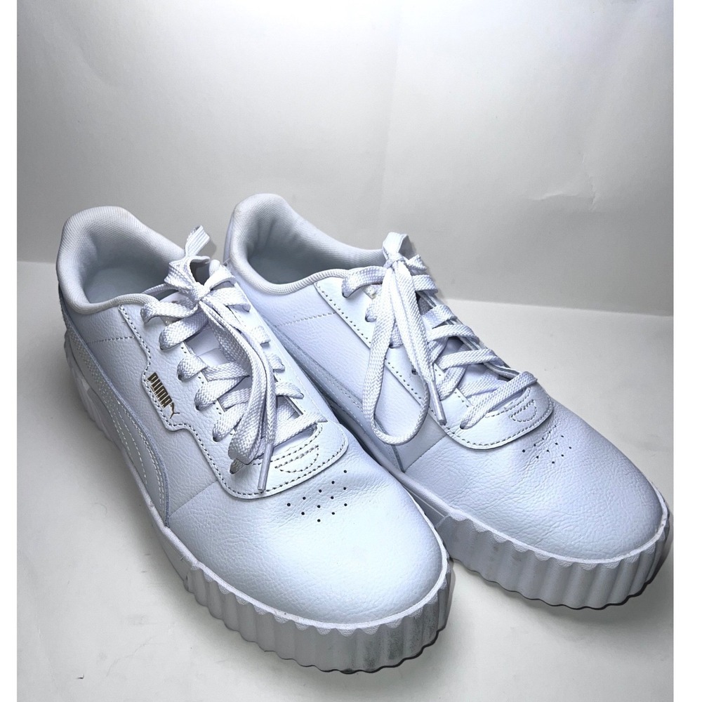 Puma Carina Street White Gold Platform Sneakers Womens 10 Low Top B2